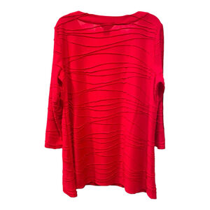 Multiples Womens Size XL Tunic Top Textured Knit 3/4 Sleeve Accent Buttons Red